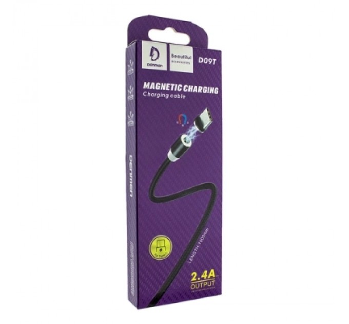 Дата кабель USB 2.0 AM to USB-C magnetic black Denmen (DN-D09T-BK)