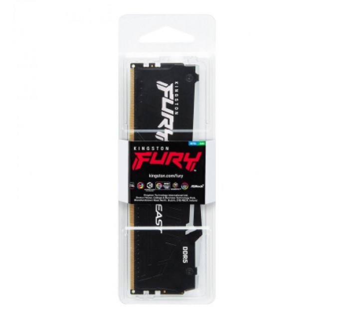 Kingston Fury (ex.HyperX) Модуль пам'яті для комп'ютера DDR5 16GB 5200 MHz Beast Black RGB Kingston Fury (ex.HyperX) (KF552C40BBA-16)