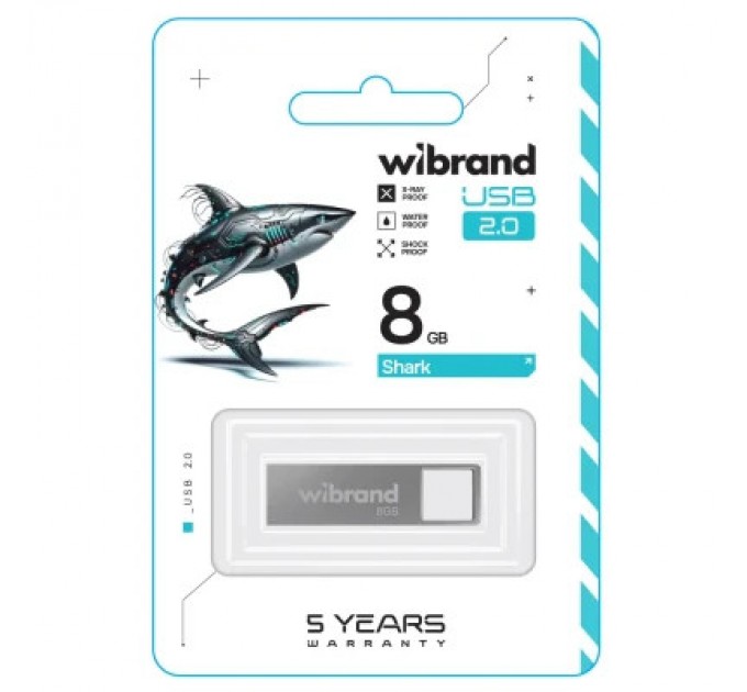 Wibrand USB флеш накопичувач Wibrand 8GB Shark Silver USB 2.0 (WI2.0/SH8U4S)