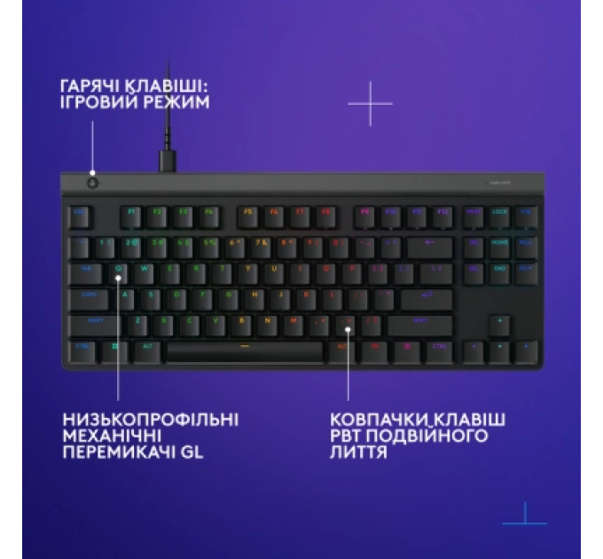Logitech Клавіатура Logitech G515 TKL Cored GL Tactile RGB USB UA Black (920-014133)