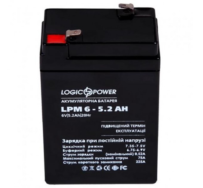 Акумуляторна батарея LogicPower LPM 6V 5.2AH (LPM 6 - 5.2 AH) AGM