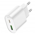 Мережевий зарядний пристрій Hoco C109A 1USB-C/1USB PD/QC 20W White (6942007656719)