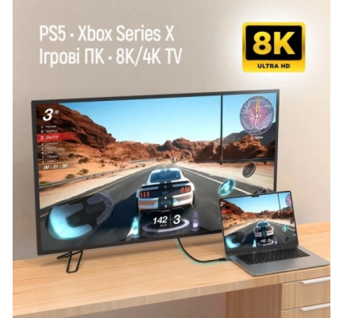 ColorWay Кабель мультимедійний HDMI M to HDMI M 2.0m V2.1 8K black ColorWay (CW-CBHD088-BK)