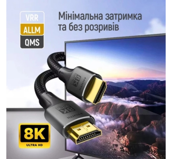ColorWay Кабель мультимедійний HDMI M to HDMI M 2.0m V2.1 8K black ColorWay (CW-CBHD088-BK)
