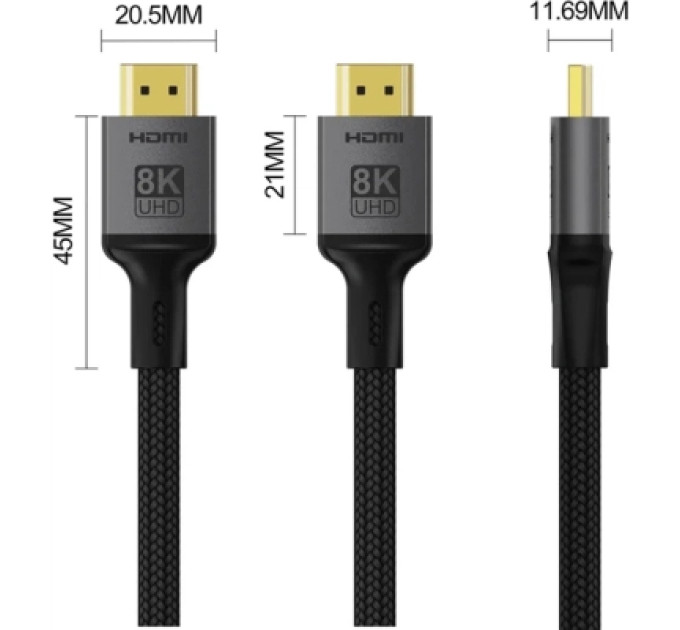ColorWay Кабель мультимедійний HDMI M to HDMI M 2.0m V2.1 8K black ColorWay (CW-CBHD088-BK)
