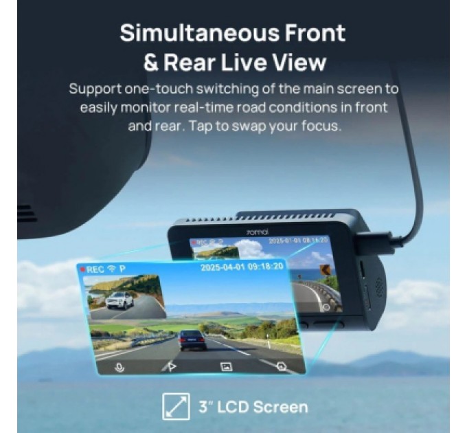 Відеореєстратор Xiaomi 70mai Dash Cam 4K A800SE-2 Set (1182550)