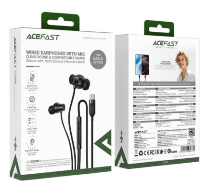 Acefast Навушники Acefast L10 USB-C Black (6974316285335)