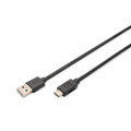 Digitus Дата кабель USB 2.0 AM to USB-C 3.0m black Digitus (AK-300148-030-S)