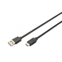 Дата кабель USB 2.0 AM to USB-C 3.0m black Digitus (AK-300148-030-S)