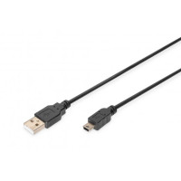 Дата кабель USB 2.0 AM to Mini 5P 3.0m black Digitus (AK-300130-030-S)