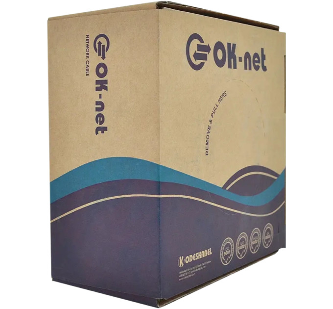 Одескабель Кабель кручена пара OK-Net КПВонг-HFЕ-ВП (200) FTP, CAT5е, LSOH, 4х2х0.51, бухта 305м