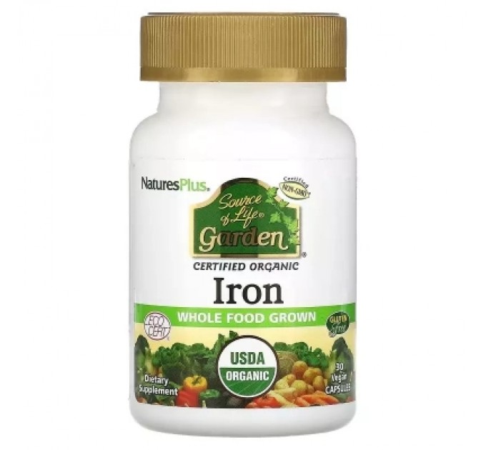 Мінерали Natures Plus Залізо, 18 мг, Source of Life Garden, Iron, 30 вегетаріанських капсул (NAP-30736)