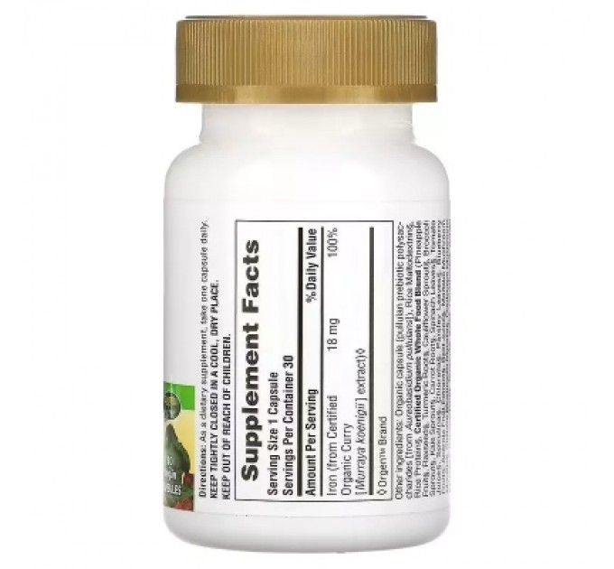 Мінерали Natures Plus Залізо, 18 мг, Source of Life Garden, Iron, 30 вегетаріанських капсул (NAP-30736)
