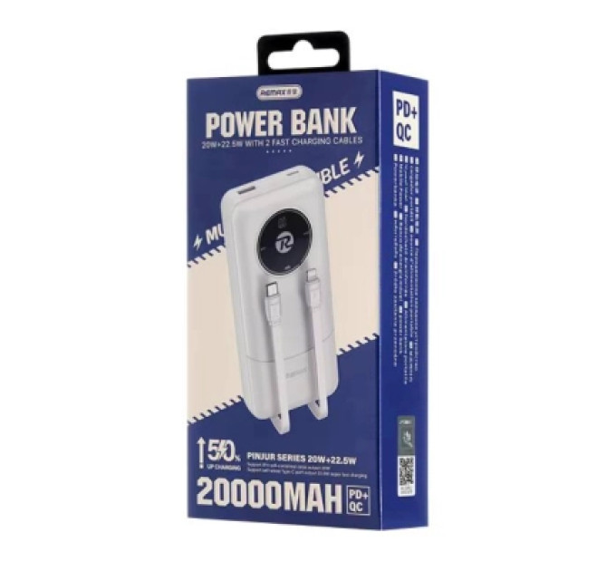Remax Батарея універсальна Remax 20000mAh, 22.5W, Black (RPP-38 / 45364 / White)