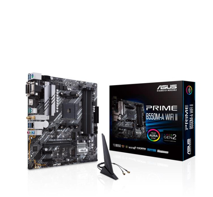 ASUS components Материнcька плата ASUS PRIME B550M-A WIFI II sAM4 B550 4xDDR4 M.2 HDMI DP D-Sub Wi-Fi BT mATX