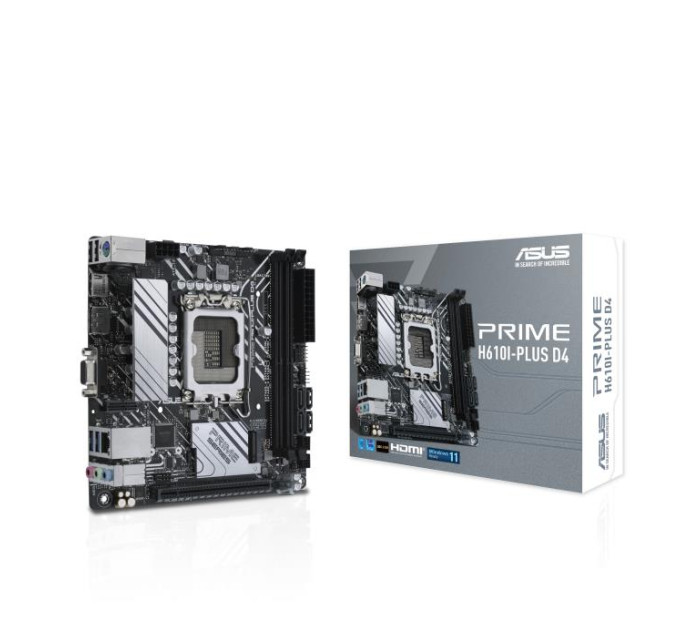 ASUS components Материнcька плата ASUS PRIME H610I-PLUS D4-CSM s1700 H610 2xDDR4 M.2 HDMI D-Sub DP mITX