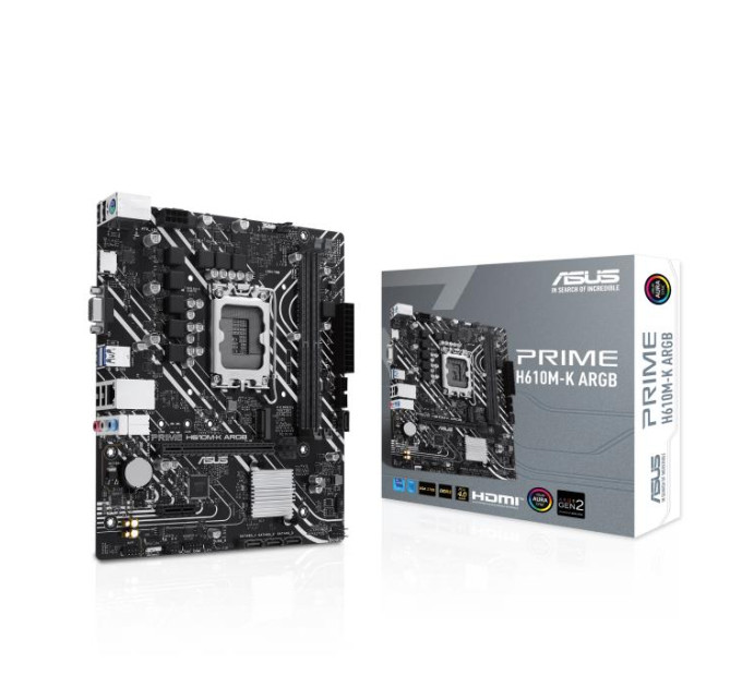 ASUS components Материнcька плата ASUS PRIME H610M-K ARGB s1700 H610 2xDDR5 M.2 HDMI D-Sub mATX ARGB