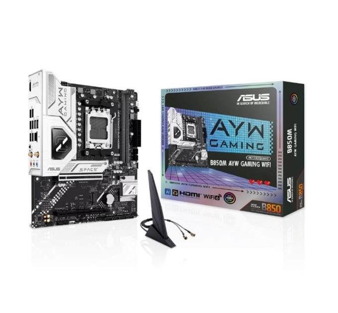 ASUS components Материнcька плата ASUS B850M AYW GAMING WIFI sAM5 B850 2xDDR5 M.2 HDMI Wi-Fi BT mATX