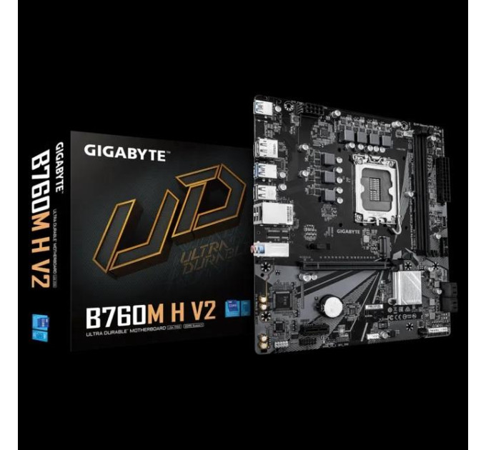 Gigabyte components Материнська плата GIGABYTE B760M H V2 s1700 B760 2xDDR5 M.2 HDMI DP mATX