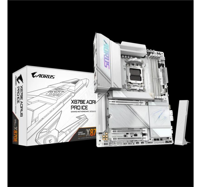 Gigabyte components Материнська плата GIGABYTE X870E AORUS PRO ICE sAM5 X870 4xDDR5 M.2 HDMI Wi-Fi BT ATX білий