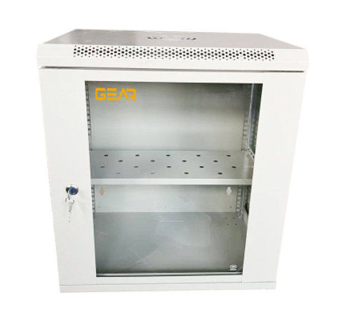 GEAR Шафа настінна GEAR 12U 19" 530x400x600 мм, + полка 19", grey (GWMSN-12U-530-400G)