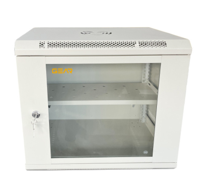 GEAR Шафа настінна GEAR 9U 19" 600x450x500 мм, + полка 19", grey (GWMSN-9U-600-450G)