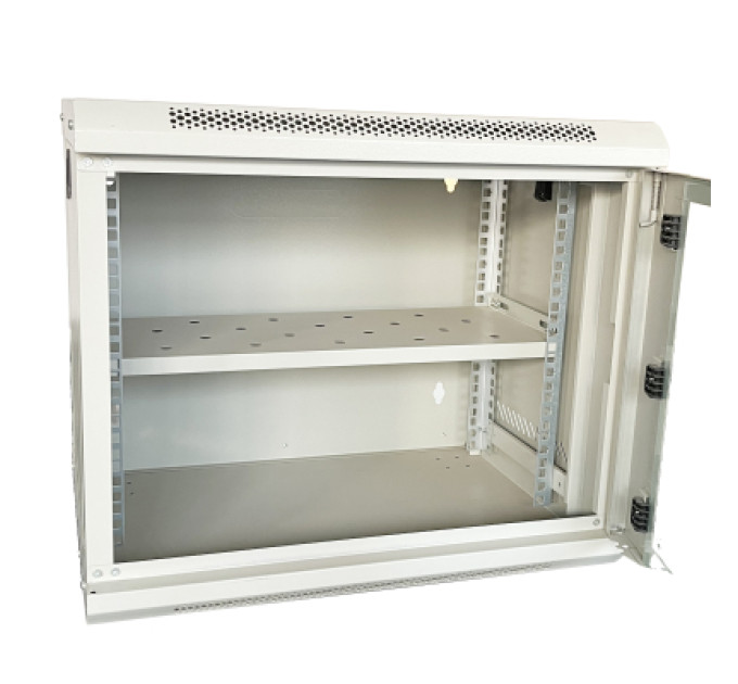 GEAR Шафа настінна GEAR 9U 19" 530x400x450 мм, + полка 19", grey (GWMSN-9U-530-400G)