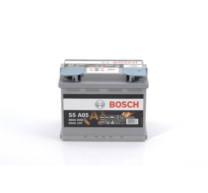 BOSCH AUTO Акумулятор Bosch S5 AGM 12В 60А·год 680А R+ (0 092 S5A 050)