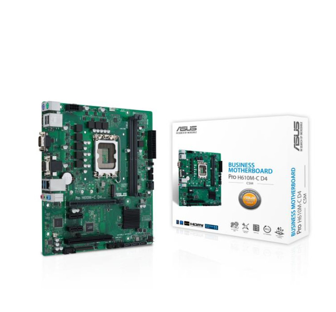 ASUS components Материнcька плата ASUS PRO H610M-C D4-CSM s1700 H610 2xDDR4 M.2 HDMI D-Sub mATX
