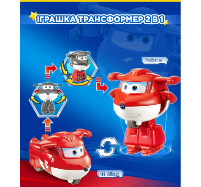 Super Wings Фігурка Super Wings трансформер Transform-a-Bots Джетт (Jett) (EU780010)