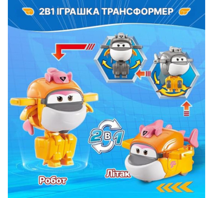 Super Wings Фігурка Super Wings трансформер Transform-a-Bots Тікі (Tiki), 5 см (EU780059)