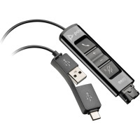 Перехідник Poly DA85 USB > QD з вбудованим пультом керування для гарнітур EncorePro, USB-A, USB-C, чорний