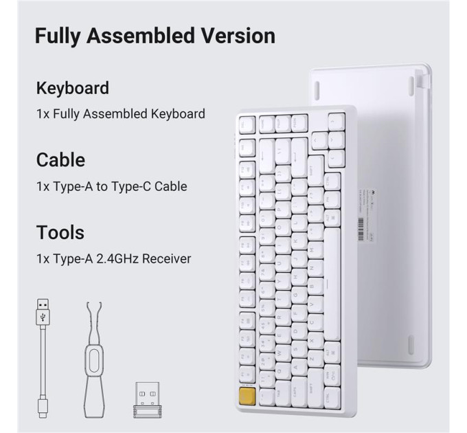 Keychron Клавіатура механічна Keychron J1 82Key, K pro Red, WL/BT/USB-A, QMK, Hot-swap, EN/UKR, RGB, білий