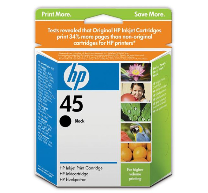 HP supplies Картридж із друкуючою головкою струменевий HP No.45 DJ9xx/11xx/1220/1280/P1000 black