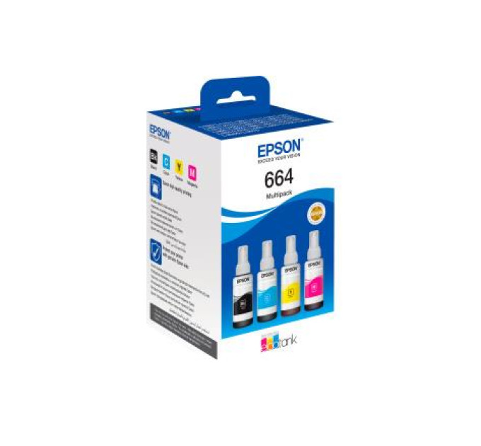 EPSON supplies Контейнери з чорнилом Epson T664 EcoTank  L110/L120/L121/L1300/L1455/L210/L300/L3050/L3060/L3070/L355/L382/L386/L486/L550/L605/L655/L364/L132/L222/L312/L366/L456/L566 Multipack (C,M,Y,Bk)