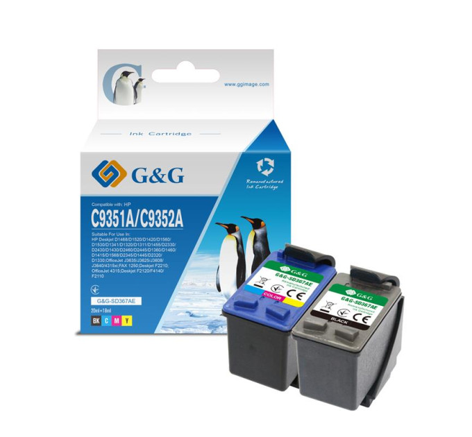 G&G Картридж G&G до HP No.21/22 DJ3920/3940, PSC1410 Black/Tri-color Combo Pack
