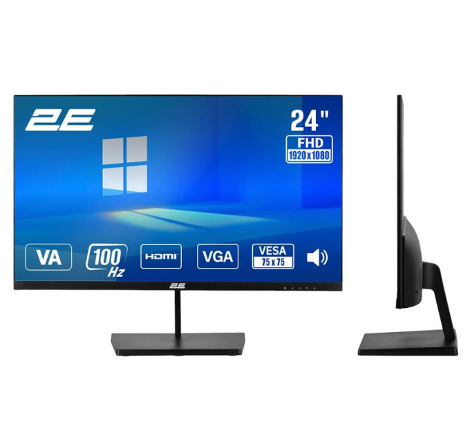 2E Monitors Монітор 2E 23.8" B2425B D-Sub, HDMI, MM, VA, 100Hz, FreeSync