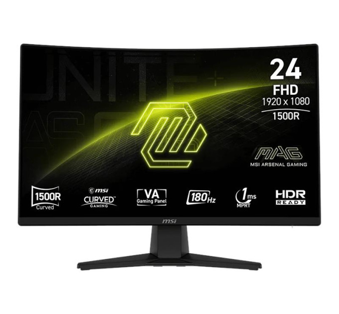 MSI monitors Монітор MSI 23.6" MAG 242C HDMI, DP, Audio, IPS, 180Hz, 1ms, sRGB 115%, CURVED, AdaptiveSync
