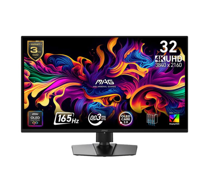 MSI monitors Монітор MSI 31.5" MAG 322UP-E16 2xHDMI, DP, USB-C, Audio, QD-OLED, 3840x2160, 165Hz, 0.03ms, sRGB 138%, FreeSync, HAS, HDR400