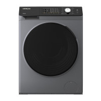 Пральна машина Hitachi фронтальна, 8кг, 1400, A+++, 60см, дисплей, пара, інвертор, люк чорний, cріблястий