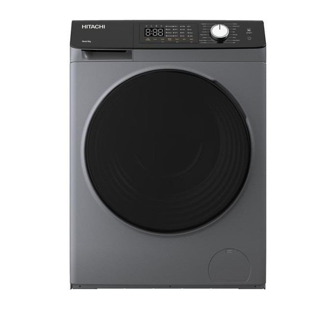 Hitachi Прально-сушильна машина Hitachi фронтальна, 8(5)кг, 1400, A, 60см, дисплей, пара, інвертор, cріблястий