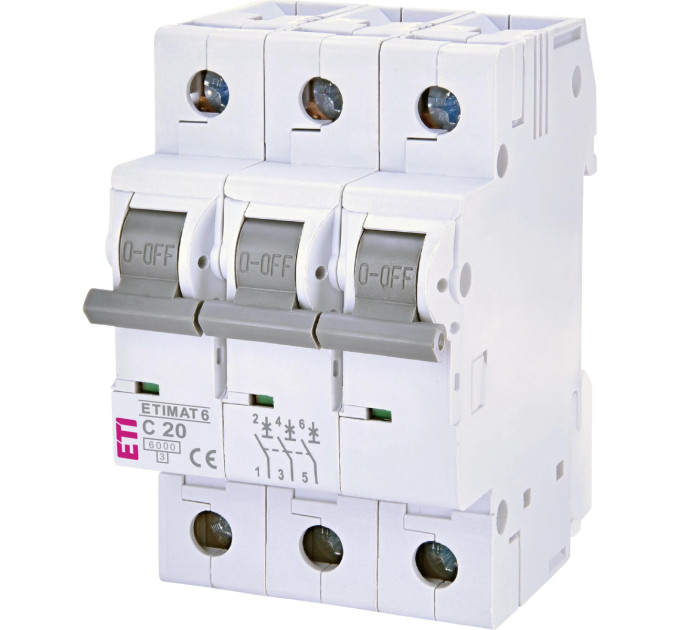 ETI Автоматичний вимикач ETI ETIMAT 6 3p C 20А (6 kA) (2145517)