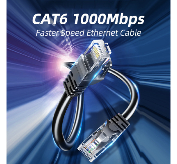 Essager Патч-корд 10м UTP cat 6 RJ45 TopSpeed Ethernet Flat Cable Black Essager (EXCWXB-JSF01)