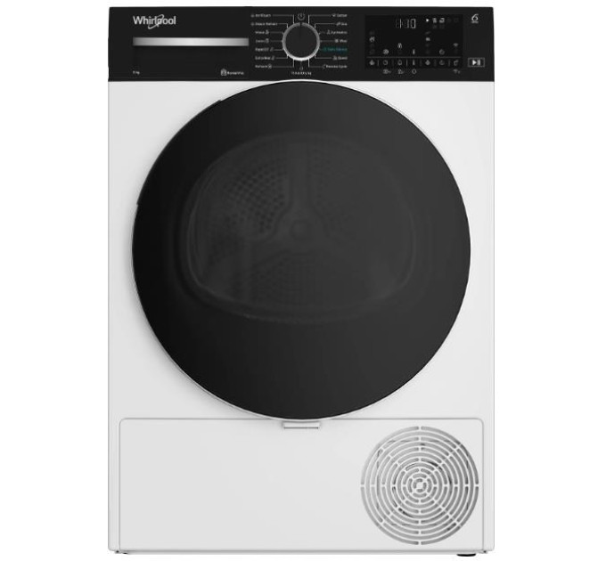 Whirlpool Сушильна машина Whirlpool тепловий насос, 9кг, A+++, 60см, дисплей, люк чорний, білий