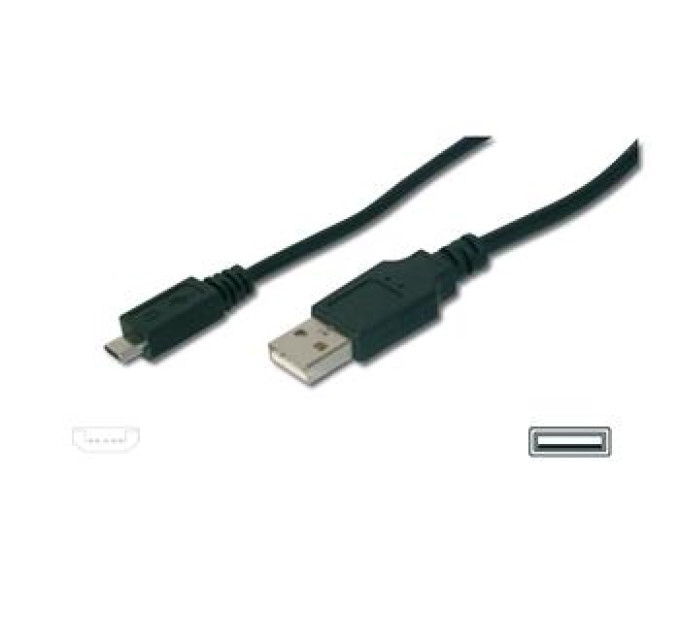 DIGITUS Retail Кабель DIGITUS USB 2.0 (AM/micro B) 1м, чорний