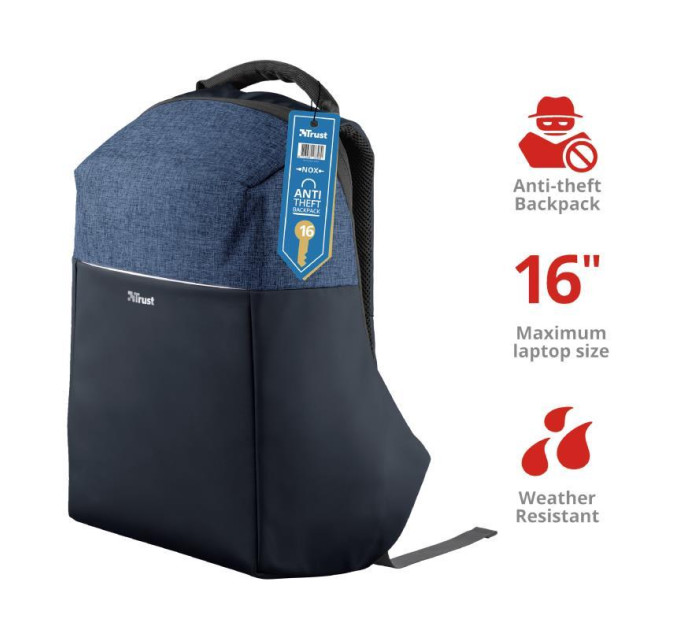 Trust Bags&Cases Рюкзак TRUST Nox Anti-theft 16" BLUE