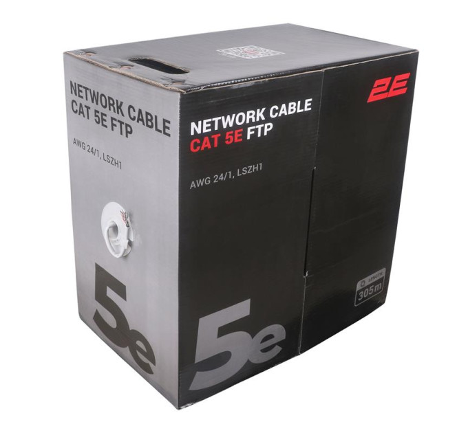 2E Network SCS Кабель "вита пара" 2E CAT 5e, FTP, 305м, AWG 23/1, LSZH-1, сірий