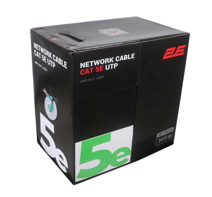 2E Network SCS Кабель "вита пара" 2E CAT 5e, U-UTP, 305м, AWG 24/1, LSZH, зелений