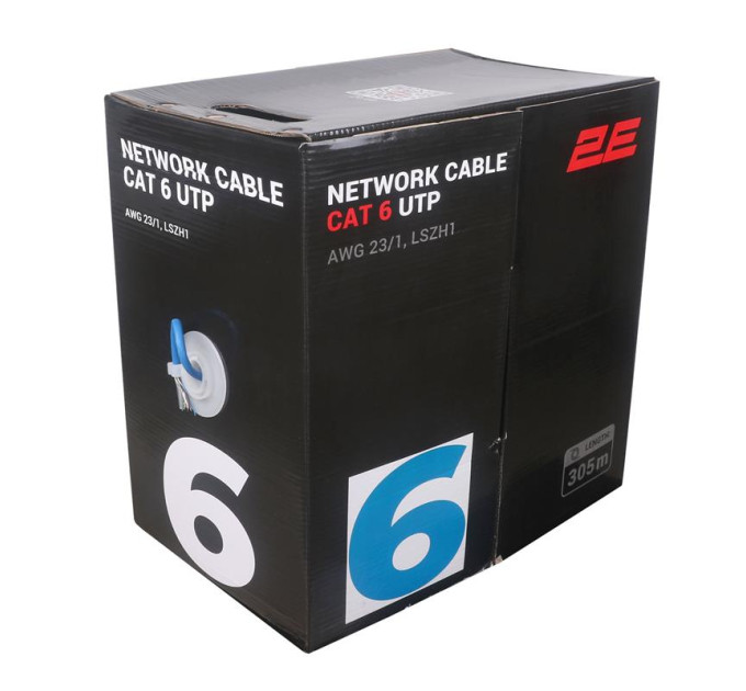 2E Network SCS Кабель "вита пара" 2E CAT 6, U-UTP, 305м, AWG 23/1, LSZH-1, синій
