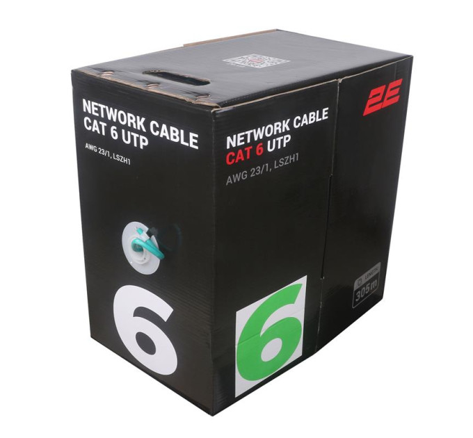 2E Network SCS Кабель "вита пара" 2E CAT 6, U-UTP, 305м, AWG 23/1, LSZH-1, зелений